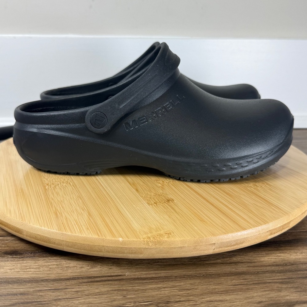 Merrell Pro ComfortBase Clog Mens 7 Womens 9 Black Slip Res Chef Nurse Utility